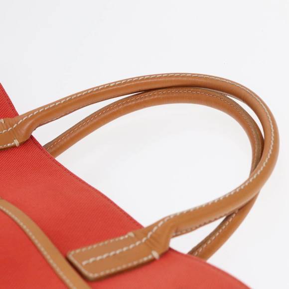 BURBERRY Blue Label Hand Bag Canvas Leather Orange Brown Auth ti2027 - Picture 8 of 16